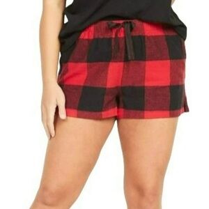 Buffalo Plaid Red Black Flannel Pajama Shorts NEW Large